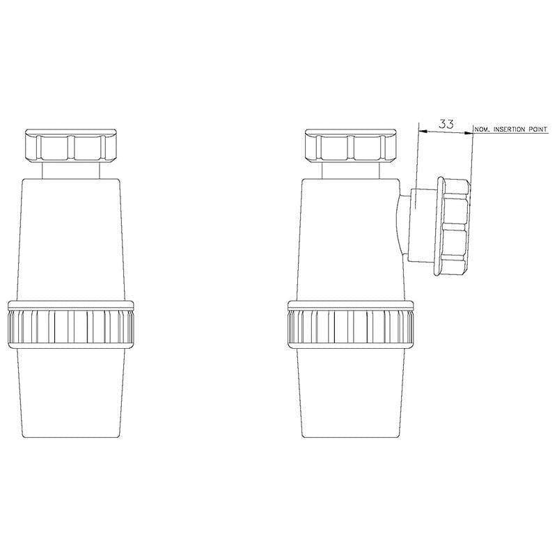 40mm Anti-Vac Sink Waste Bottle Trap 76mm Seal TB47A Waste Traps Floplast 100447