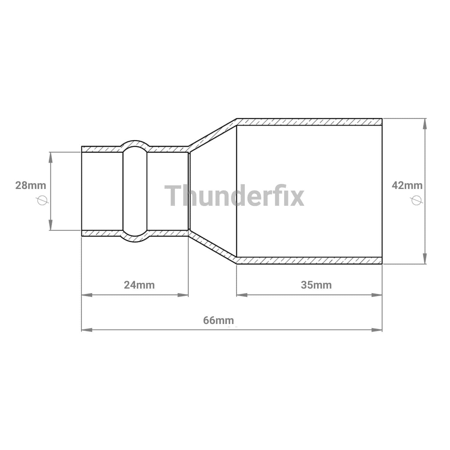 42mm x 28mm Solder Ring Street Reducer Coupler Solder Ring Fittings Thunderfix 901571