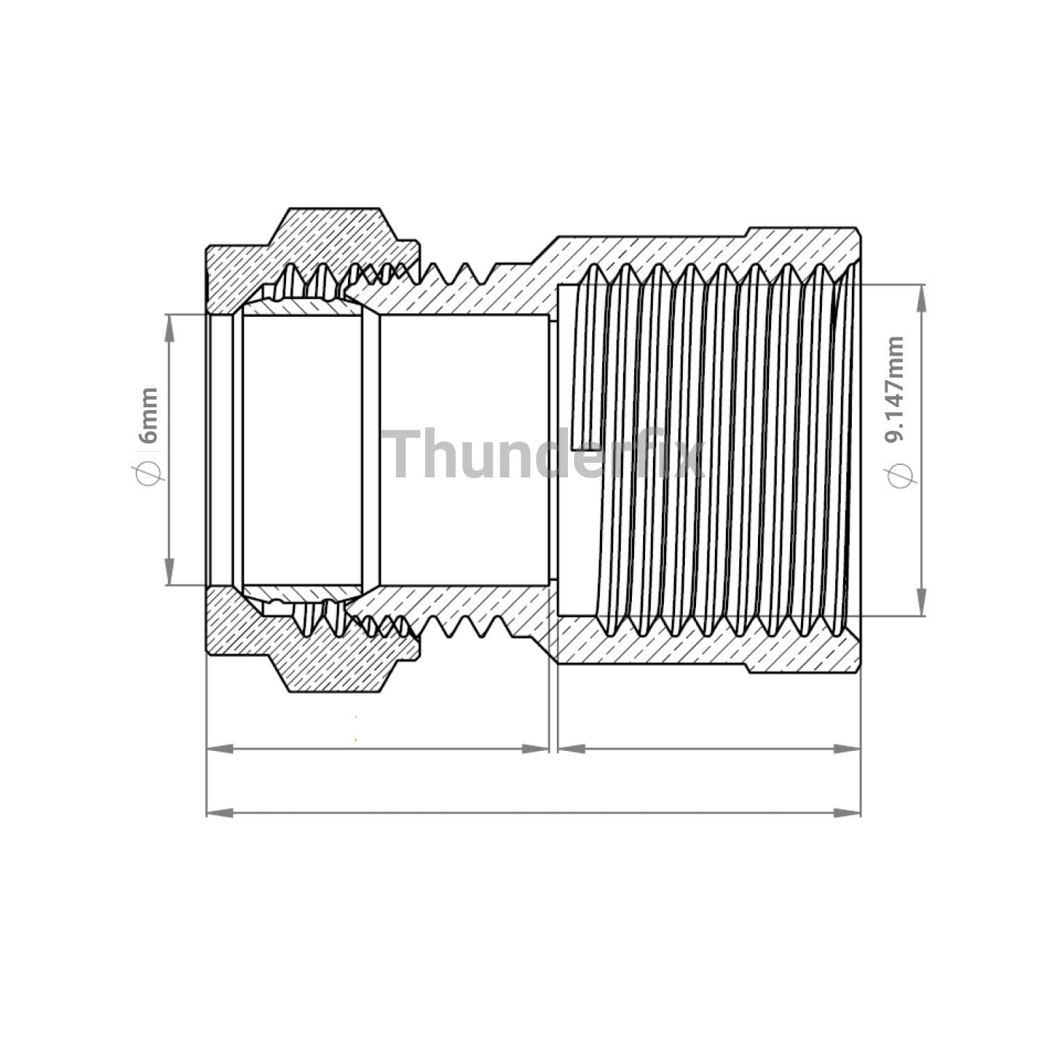 6mm x 1/8" BSP Female Compression Coupling Brass CxFI Compression Female Adaptors Thunderfix 901558