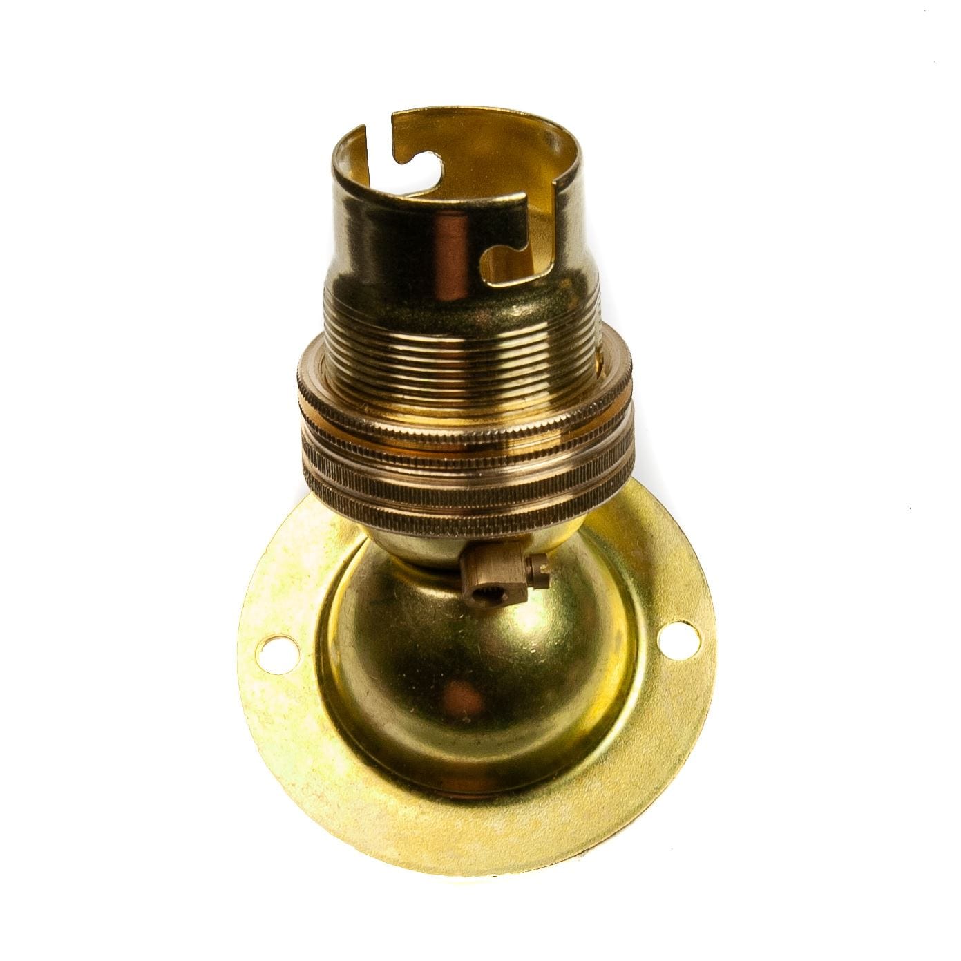 Angled Batten Lamp Holder Brass With Earth and Shade Ring Bayonet Cap (BC) (B22d) Batten Lampholders Thunderfix 100716