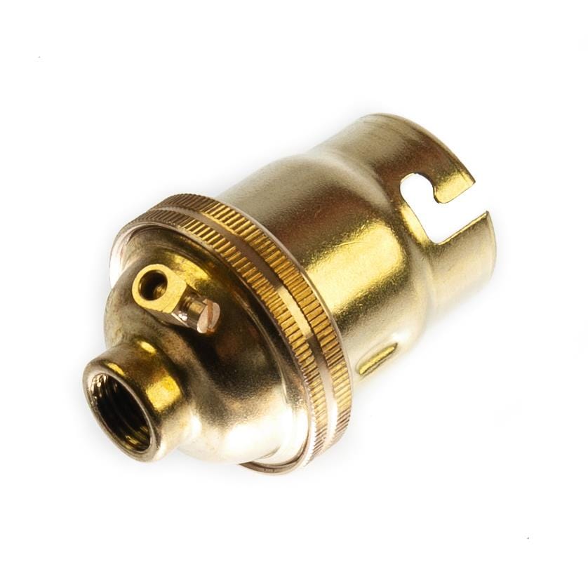 Brass Lamp Holder Bayonet Cap (BC) (B22d) Fitting No Shade Ring 10mm Screw Thread Plain Lampholders Unbranded 901540