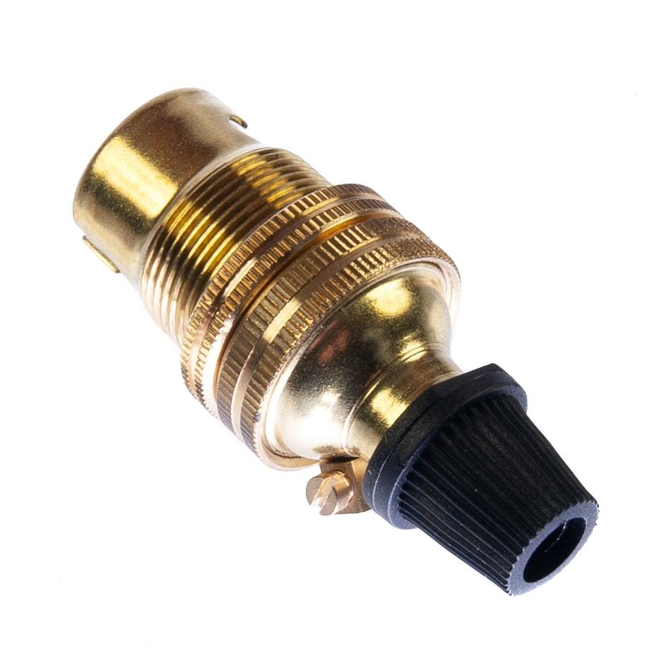 Brass Lamp Holder Small Bayonet Cap (SBC) (B15d) Cord Grip and Shade Ring Cord Grip Lampholders Thunderfix 100500