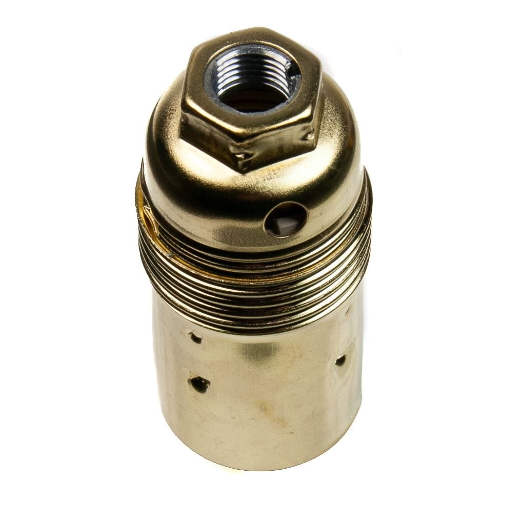 Brass Plated Small Eddison Screw SES (E14) Lamp Holder 10mm Screw Thread Plain Lampholders Thunderfix 900588
