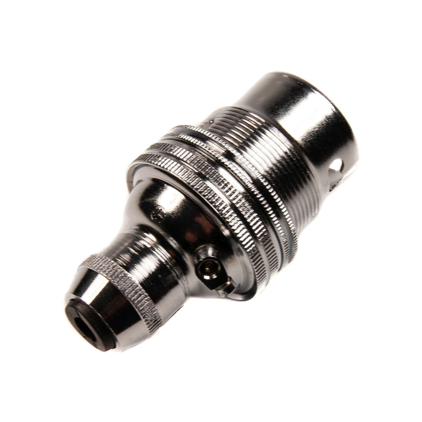 Chrome Lamp Holder Bayonet Cap (BC) (B22d) Bulb Holder Cord Grip and Shade Ring Cord Grip Lampholders Thunderfix 100678