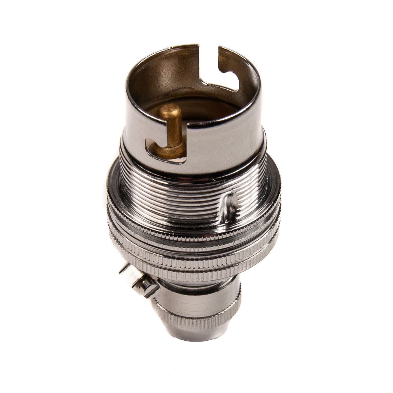 Chrome Lamp Holder Bayonet Cap (BC) (B22d) Bulb Holder Cord Grip and Shade Ring Cord Grip Lampholders Thunderfix 100678