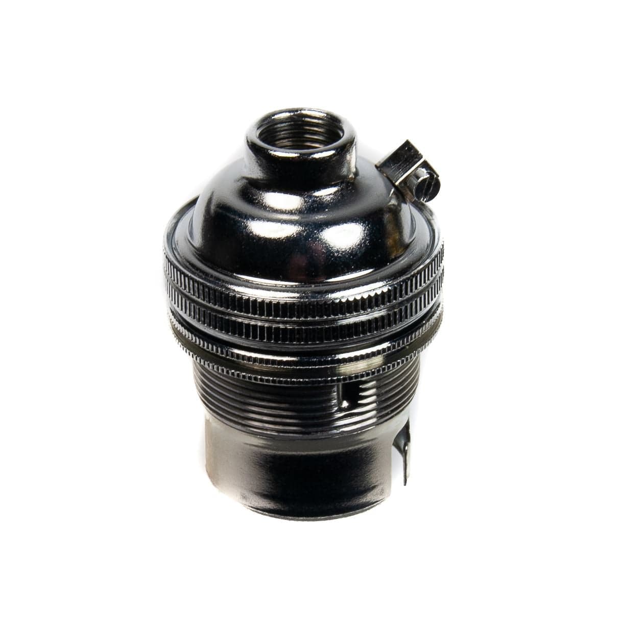 Chrome Lamp Holder Bayonet Cap (BC) (B22d) Fitting Bulb Holder 10mm Screw Thread Plain Lampholders Thunderfix 100608