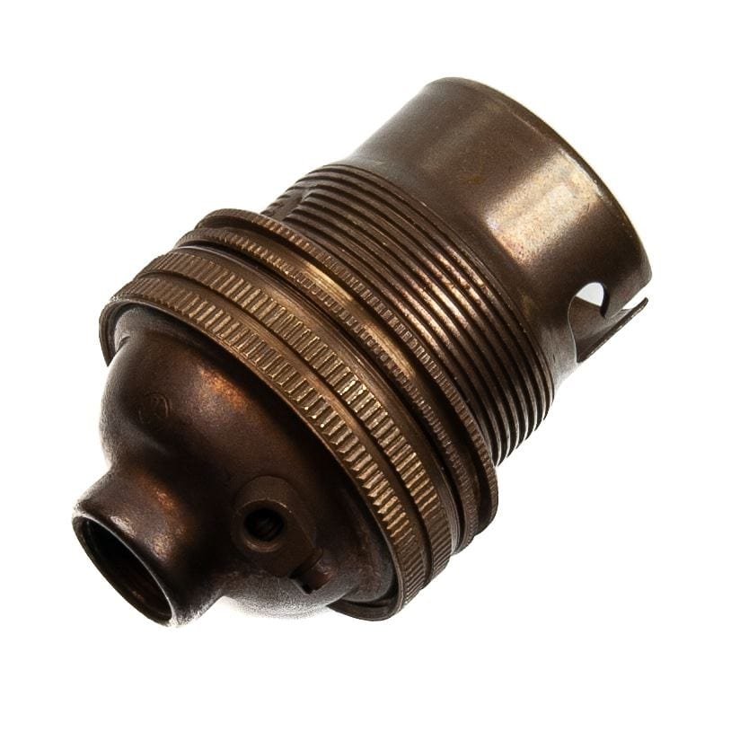 Old English Brass Lamp Holder Bayonet Cap (BC) (B22d) Fitting Bulb Holder 10mm Screw Thread Plain Lampholders Thunderfix 100609