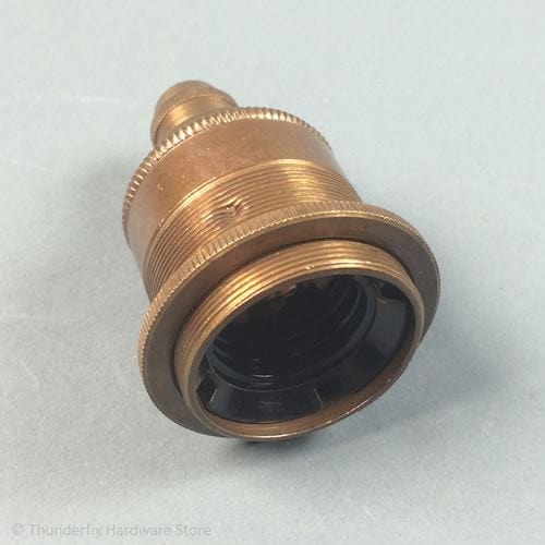 Old English Lamp Holder Eddison Screw (ES) (E27) Fitting Bulb Holder Cord Grip and Shade Ring Cord Grip Lampholders Thunderfix 100660