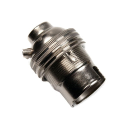 Satin Nickel Lamp Holder Bayonet Cap (BC) (B22d) Fitting Bulb Holder 1/2" Screw Thread Plain Lampholders Thunderfix 100607