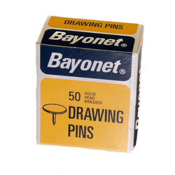 50 Drawing Pins Solid Head Brassed 10mm | Bayonet Service Item Bayonet 902013