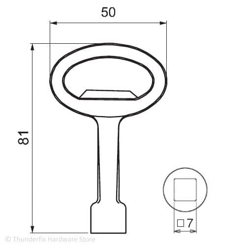 7mm Square Utility Key Metal Long Version Fits Camlocks Access Panels - Thunderfix Hardware