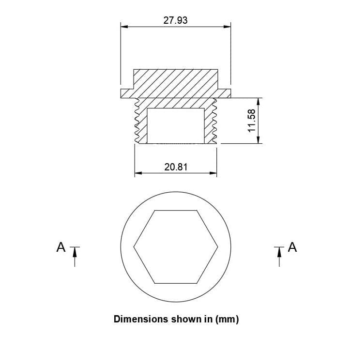 Flanged Blanking Plug 1/2" BSP Blanking Cap Brass 20.81mm Male Thread Brass Flanged Plugs Thunderfix 100759