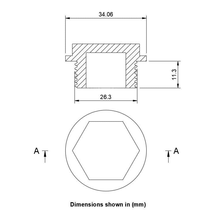 Flanged Blanking Plug 3/4" BSP Blanking Cap Brass 26.30mm Male Thread Service Item Thunderfix 902060