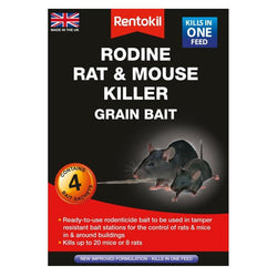 Rodine Rat & Mouse Killer Grain Bait Sachet (Pack of 4) PSMR12 | Rentokil Rat Poison Rentokil 901090