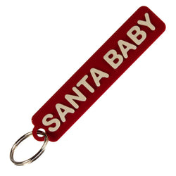 Santa Baby Raised Text Key Ring Red with White Lettering | Wayward Media Service Item Wayward Media 902233