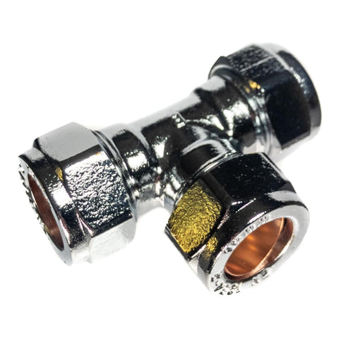 12mm Compression Equal Tee Chrome