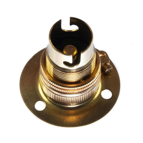 12v 5amp Batten Lamp Holder Brass With Earth Small Bayonet Cap (SBC) (B15d)