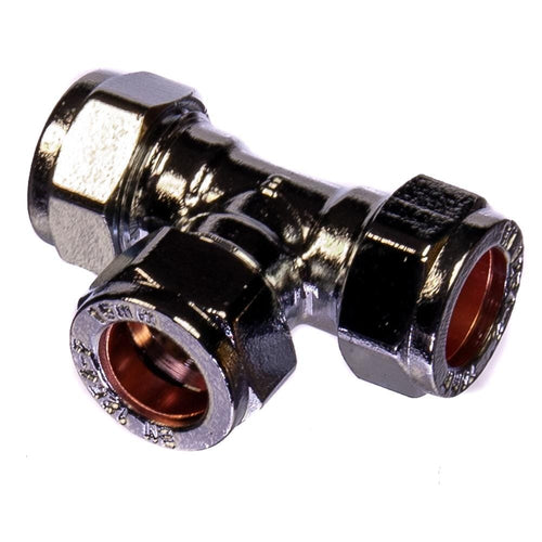 15mm Compression Equal Tee Chrome