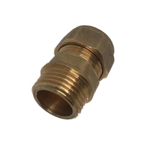15mm x 1/2" BSP Adaptor Male Straight Compression Coupling Brass CxMI