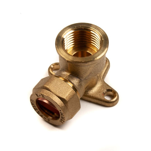 15mm x 1/2" BSP Wall Plate Elbow Compression Brass