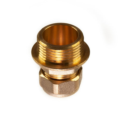 15mm x 3/4" BSP Adaptor Male Straight Compression Coupling Brass CxMI