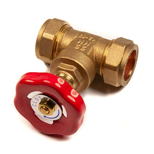 22mm Brass Gate Valve Compression CxC Stop Tap