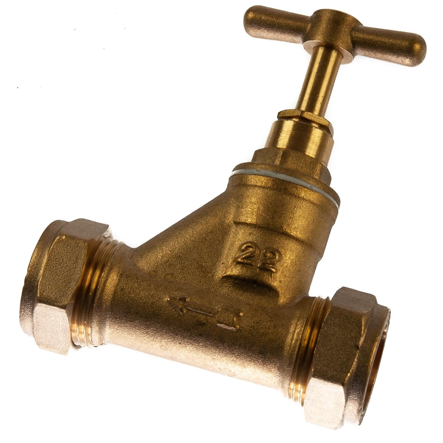 22mm Brass Stopcock Compression CxC Stop Tap BS1010 Stopcocks Thunderfix 100114