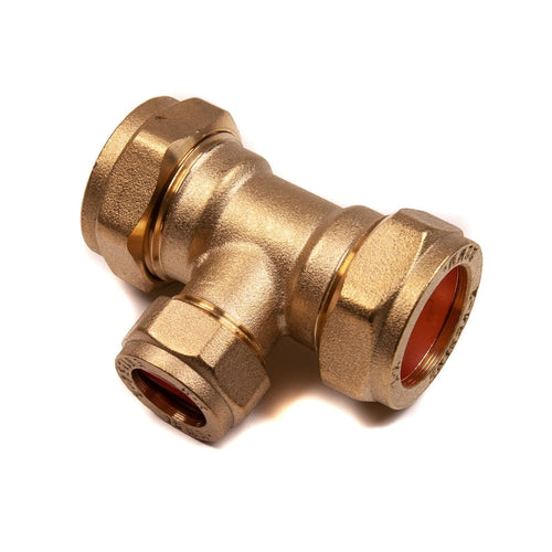 22mm x 22mm x 15mm Compression Reducing Tee Brass