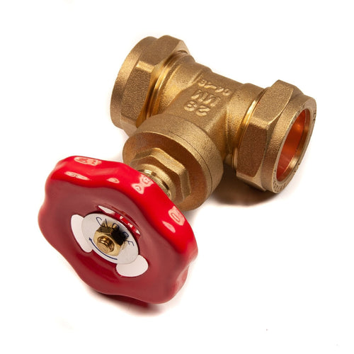 28mm Brass Gate Valve Compression CxC Stop Tap
