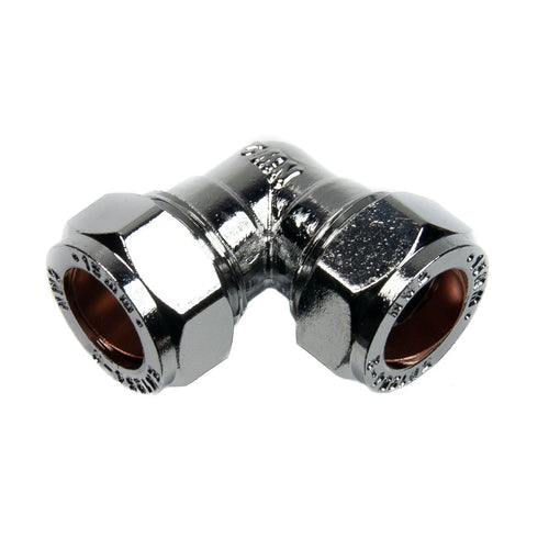 28mm Compression Elbow 90 Degrees Bend Chrome
