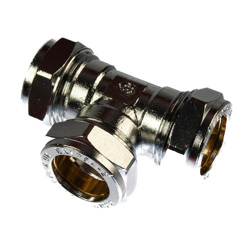 28mm Compression Equal Tee Chrome