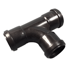40mm Pushfit Waste Equal Tee Connector Black Soil Pipe and Drainage Floplast 100592