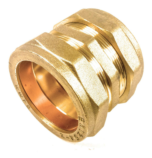 54mm Compression Straight Coupling Brass