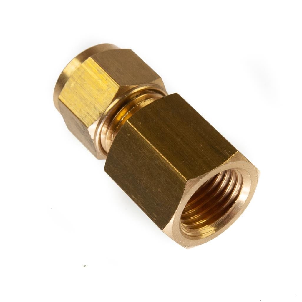 6mm x 1/4" BSP Female Compression Coupling Brass CxFI Compression Female Adaptors Thunderfix 100749