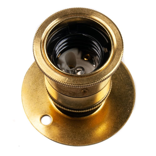 Batten Lamp Holder Brass With Shade Ring Eddison Screw (ES) (E27)