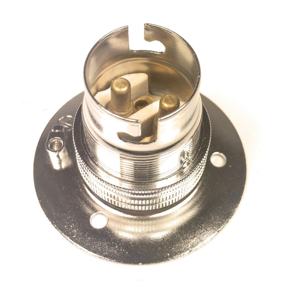 Chrome Plated Cap BC Batten Lamp Holder Earth and Shade Ring