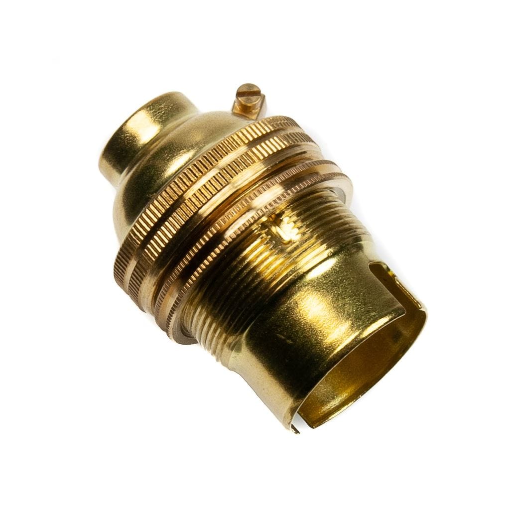 Brass Lamp Holder Bayonet Cap (BC) (B22d) Fitting Bulb Holder 1/2" Screw Thread Plain Lampholders Thunderfix 100256