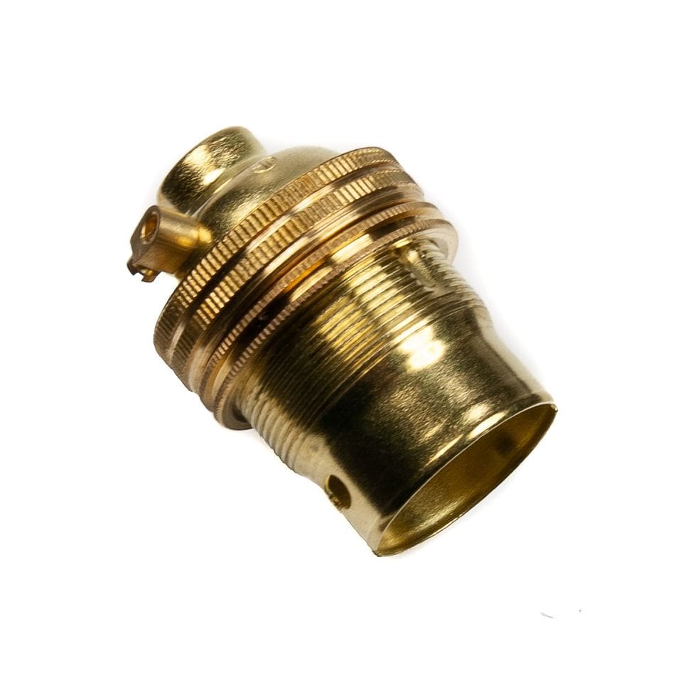 Brass Lamp Holder Bayonet Cap (BC) (B22d) Fitting Bulb Holder 10mm Screw Thread Plain Lampholders Thunderfix 100799