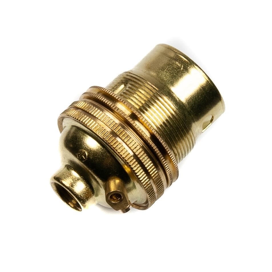 Brass Lamp Holder Bayonet Cap (BC) (B22d) Fitting Bulb Holder 10mm Screw Thread Plain Lampholders Thunderfix 100799