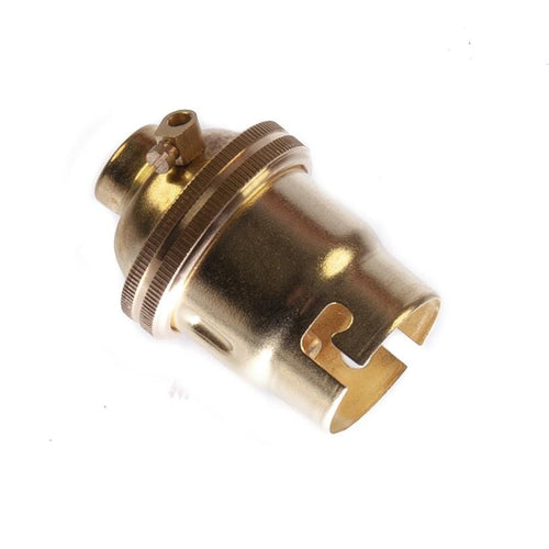 Brass Lamp Holder Bayonet Cap (BC) (B22d) Fitting No Shade Ring 10mm Screw Thread
