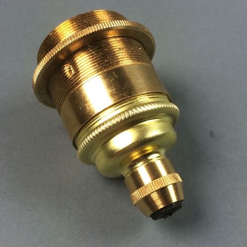 Brass Lamp Holder Eddison Screw (ES) (E27) Fitting Bulb Holder Cord Grip and Shade Ring Cord Grip Lampholders Thunderfix 100658
