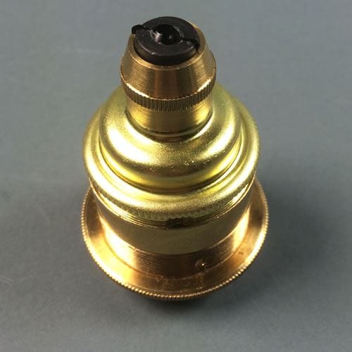 Brass Lamp Holder Eddison Screw (ES) (E27) Fitting Bulb Holder Cord Grip and Shade Ring Cord Grip Lampholders Thunderfix 100658