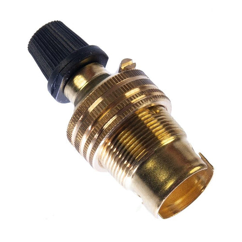 Brass Lamp Holder Small Bayonet Cap (SBC) (B15d) Cord Grip and Shade Ring