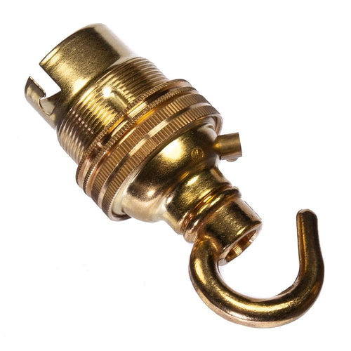 Brass Lamp Holder with Hook Bayonet Cap (BC) (B22d) Fitting Bulb Holder 1/2" Screw Thread