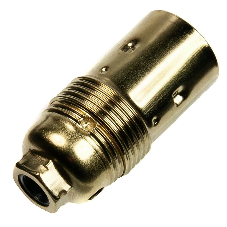 Brass Plated Small Eddison Screw SES (E14) Lamp Holder 10mm Screw Thread Plain Lampholders Thunderfix 900588