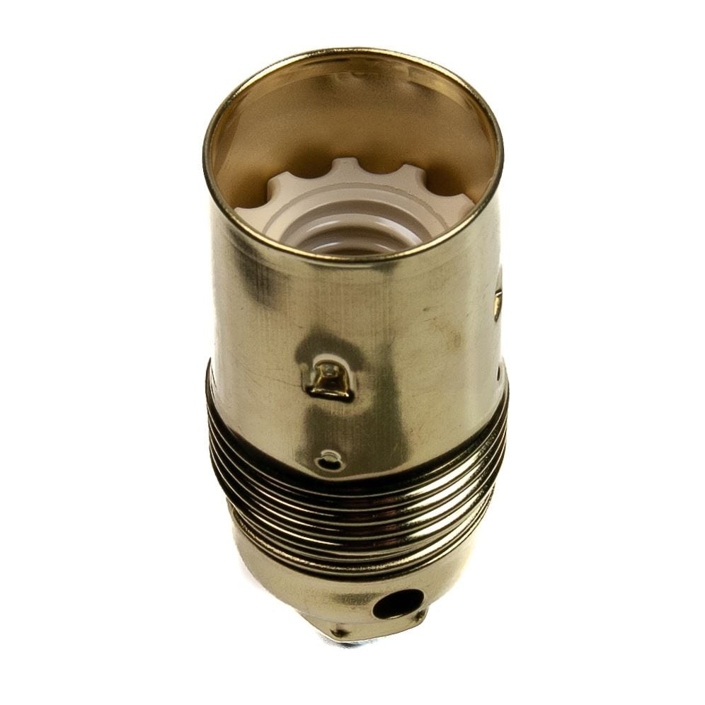 Brass Plated Small Eddison Screw SES (E14) Lamp Holder 10mm Screw Thread Plain Lampholders Thunderfix 900588