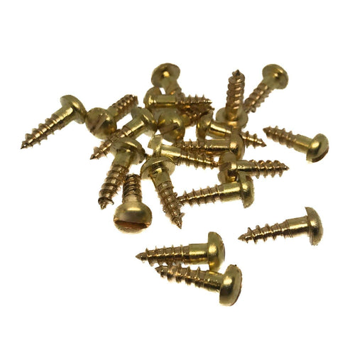 Brass Roundhead Slotted Wood Screws - 3.5mm x 16mm - 6 x 5/8" (Pack of 20)