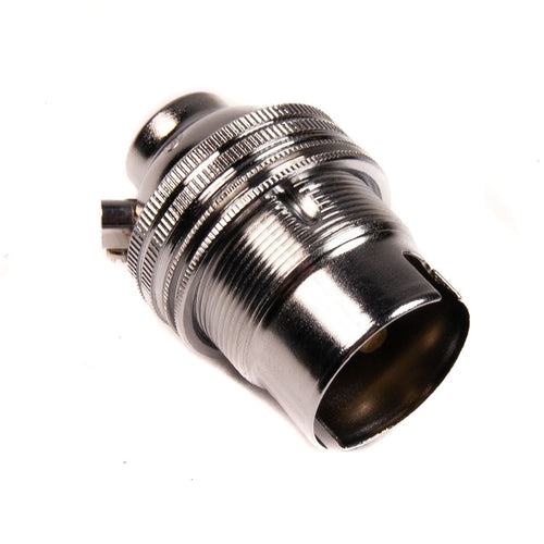 Chrome Lamp Holder Bayonet Cap (BC) (B22d) Fitting Bulb Holder 1/2" Screw Thread