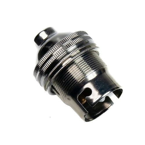Chrome Lamp Holder Bayonet Cap (BC) (B22d) Fitting Bulb Holder 10mm Screw Thread