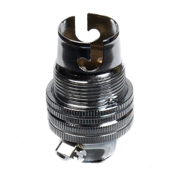 Chrome Lamp Holder Small Bayonet Cap SBC (B15d) Fitting Bulb Holder 1/2" Screw Thread Plain Lampholders Thunderfix 900639